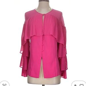 Prabal Gurung Pink Button Up Ruffled Blouse